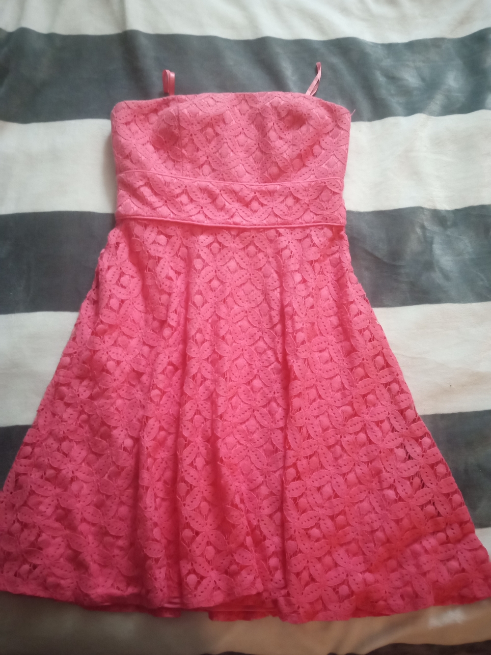 Le Chateau Hot Pink Lace-Accented Dress